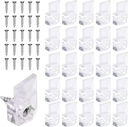 25Pcs Mirror Hangers for The Wall, Mirror Holder Clips, Clear Plastic Mirror Mounting Clips, Glass Retainer Clips Kit Crystal Mirror Hanging Hardware Frameless Kit for Wall and Fixed Mirror Box Door in Saudi Arabia