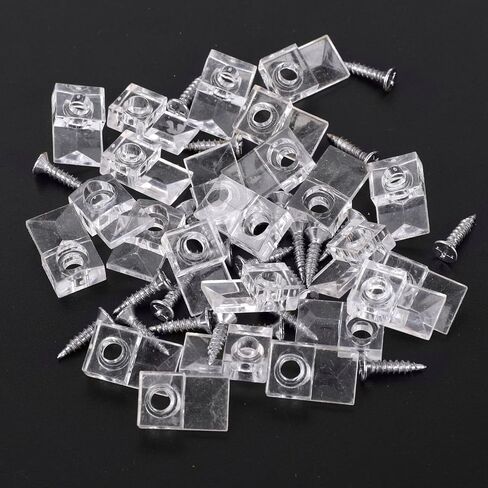 25Pcs Mirror Hangers for The Wall, Mirror Holder Clips, Clear Plastic Mirror Mounting Clips, Glass Retainer Clips Kit Crystal Mirror Hanging Hardware Frameless Kit for Wall and Fixed Mirror Box Door in Saudi Arabia