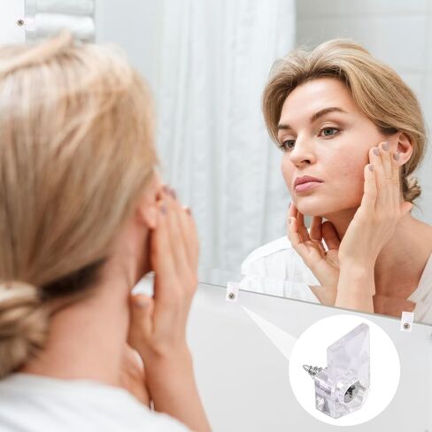 25Pcs Mirror Hangers for The Wall, Mirror Holder Clips, Clear Plastic Mirror Mounting Clips, Glass Retainer Clips Kit Crystal Mirror Hanging Hardware Frameless Kit for Wall and Fixed Mirror Box Door in Saudi Arabia