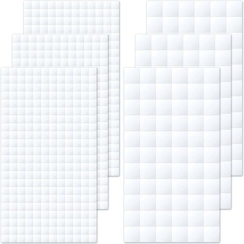 Joez Wonderful 6 Sheets Foam Adhesive Squares, 990pcs Total Double Sided Self Adhesive Dots, Precut Squares Strips Foam Tape for DIY Arts & Crafts, 2 Sizes (0.47in/12mm, 0.24in/6mm) in Kuwait