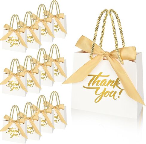 Nimbbex 50Pack Small Thank You Bags with Handles, Party Favor Bags 5.5x2.3x4.7 Inches Small Pink Gift Bags with Handles, Mini Paper Candy Bags with Pink Ribbon for Wedding Baby Shower Birthday in Saudi Arabia