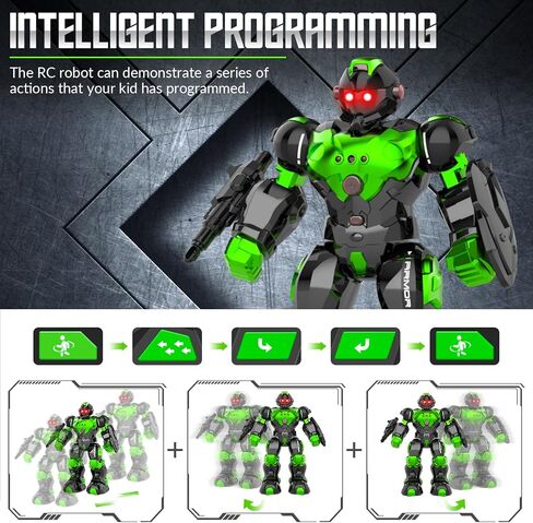 ألعاب Stemtron Robot للأطفال ، روبوت التحكم عن بعد قابل للبرمجة مع استشعار إيماءات ذكية ، إعادة شحن ، وضع الغناء والرقص ، قاذفة (أخضر) in Kuwait