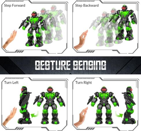 ألعاب Stemtron Robot للأطفال ، روبوت التحكم عن بعد قابل للبرمجة مع استشعار إيماءات ذكية ، إعادة شحن ، وضع الغناء والرقص ، قاذفة (أخضر) in Kuwait