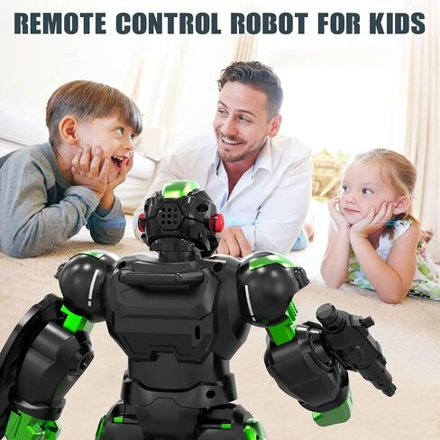 ألعاب Stemtron Robot للأطفال ، روبوت التحكم عن بعد قابل للبرمجة مع استشعار إيماءات ذكية ، إعادة شحن ، وضع الغناء والرقص ، قاذفة (أخضر) in Kuwait