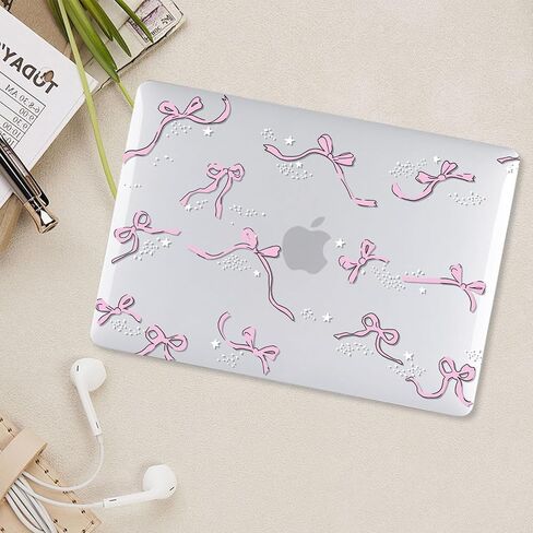 Compatible for MacBook Air 13 inch 2024-2022 M3 A3113 M2 A2681, Clear Cute Bowknot Star Plastic Protective Case Hard Shell&Keyboard Cover for MacBook Air 13.6''-Bowknot in Saudi Arabia