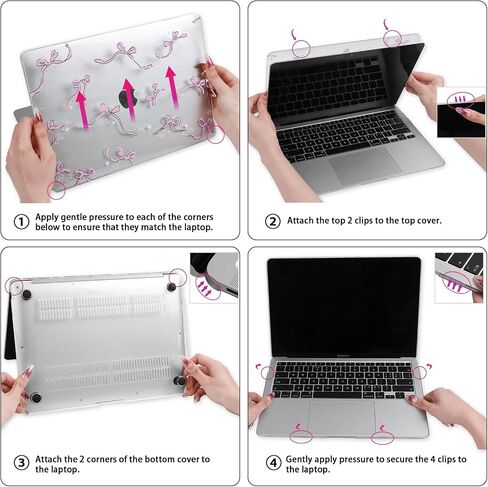 Compatible for MacBook Air 13 inch 2024-2022 M3 A3113 M2 A2681, Clear Cute Bowknot Star Plastic Protective Case Hard Shell&Keyboard Cover for MacBook Air 13.6''-Bowknot in Saudi Arabia