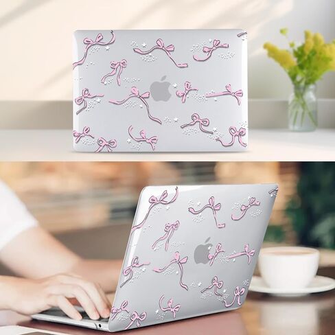 Compatible for MacBook Air 13 inch 2024-2022 M3 A3113 M2 A2681, Clear Cute Bowknot Star Plastic Protective Case Hard Shell&Keyboard Cover for MacBook Air 13.6''-Bowknot in Saudi Arabia