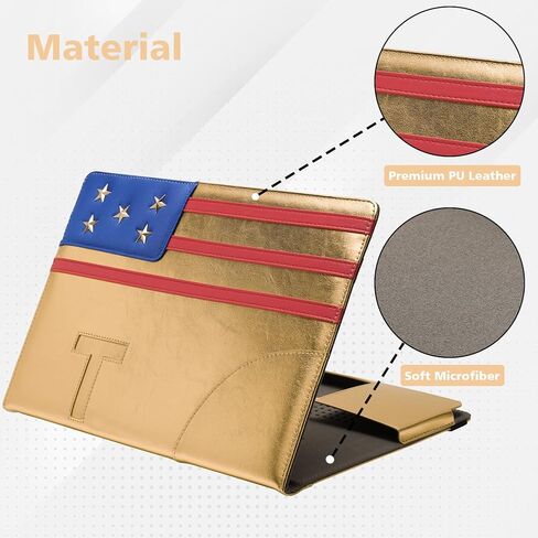 TYTX Compatible with MacBook Air Case 13 Inch, PU Leather MacBook Case fits for Model M1 A2337 A2179 A1932 2018 2019 2020 2021, 13" Laptop Case with Vents and Stand Function (Golden) in Kuwait