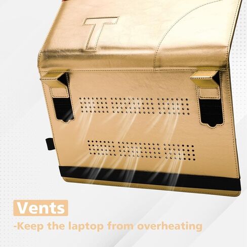 TYTX Compatible with MacBook Air Case 13 Inch, PU Leather MacBook Case fits for Model M1 A2337 A2179 A1932 2018 2019 2020 2021, 13" Laptop Case with Vents and Stand Function (Golden) in Kuwait