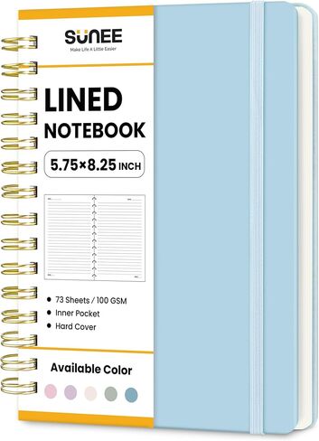 دفتر ملاحظات Sunee Journaling ، دفتر حلزوني A5 المبطن للنساء ، 146 Pages College حكمت دفتر الغلاف للعمل ، وأخذ الملاحظات ، والتوريدات المدرسية للمجلة ، و A5 - Pink in Kuwait