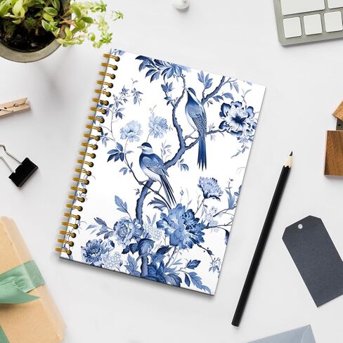 كمبيوتر محمول من الأزهار الزرقاء الأزرق والأبيض ، مجلة Chinoiserie ، دفتر جدلي الأزهار ، دفتر جمالي الأزهار الأزرق ، المجلة الجمالية ، دفتر Notebook 5.5x8.3 بوصة in Kuwait
