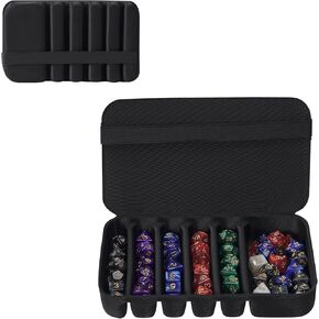 حالة تخزين DICE 2PACK ، STOWABLE D6 D8 D8 D10 D12 D12 D20 DICE SET CASE للأبراج المحصنة و Dragons Polyhedral Dice RPG MTG Games (2 Black)