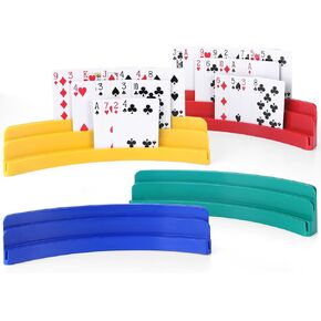 BOBOKA Card Holders for Playing Cards, Set of 4 Playing Card Holder for Kids and Adults, 3 Layers Design, Hands Free Cards Holders for Cards Game, Poker Parties, Family Card Game Nights