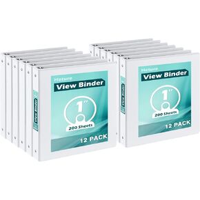 3 رنين الموثق 0.5 بوصة 12 حزمة ، 0.5 بوصة عرض واضح مع حلقات مستديرة ، خالية من PVC ، يحمل 100 ورقة 8.5x 11 ورقة الحرف الولايات المتحدة ، رابط أسود متين مثالي للمكتب والمدرسة والمنزل