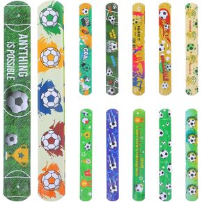 UPKOCH 12pcs Soccer Slap Bracelets Soccer Balls Wristbands Sport Snap Bracelet for Football Theme Party Favors Basket Bag Filler School Prizes Party Favors