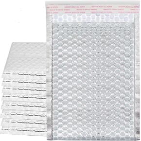 20 Pack 14 x 11.4 Inch Metallic Bubble Mailers, Silver Padded Mailing Envelopes, Foil Self Seal Padded Envelopes for mailing, packing