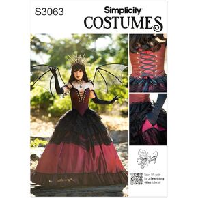 Simplicity SS3063H5 Misses' Corset and Skirt Costume Sewing Pattern Packet by Raine Emery, Design Code S3063, Sizes 6-8-10-12-14, Multicolor
