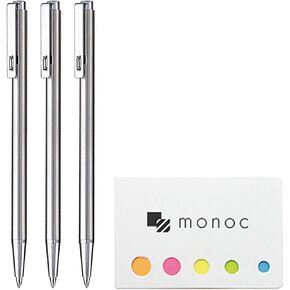 Zebra Mini Ballpoint Pen T-3 for Notebook, 0.7 mm, Black Ink, 3-pack &"monoc" Sticky Note(Japan Import)