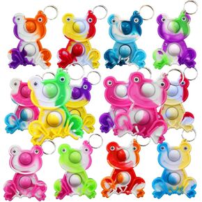 20 Packs Bulk Frog Push Rainbow Bubble Mini Pop Fidget for Boy Girls Kids Gifts, Birthday Party Favors Supplies Classroom Student Prize Gifts