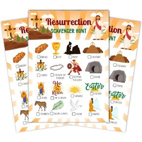 Resurrection Scavenger Treasure Hunt Game Cards, Christian Scavenger Hunt Games for Church, Easter Party Birthday Party Holiday Supplies Activities(25 Game Cards), 04