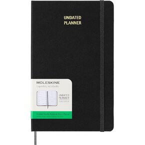 Moleskine Classic 12 Month Undated Weekly Planner, Hard Cover, Large (5" x 8.25"), Black