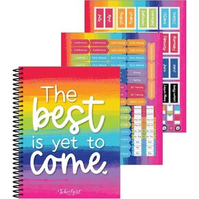 Schoolgirl Style Light Bulb Moments Planner, 8" x 11" Undated Daily Planner, Weekly Planner, and Monthly Planner With Record Organizer and Planner Stickers for Classroom Organization