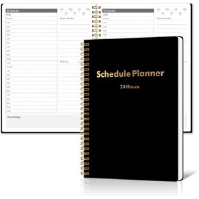 Doura Undated Daily Planner with Hourly Schedule - Simplified To Do List Notebook- Daily Schedule Planner with Spiral Binding, 9.5"*7", Black