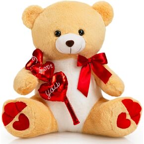 HollyHOME I Love You Panda Stuffed Animal Plush Panda with Red Hearts and Bow Sweet Plush Toy Gift 20 inches