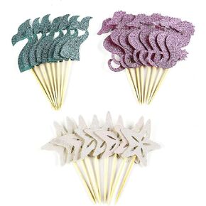 24 Pieces Mermaid Tail Cupcake Toppers Under the Sea Cake Decorations Picks for Mermaid theme Birthday Party Decoration Baby Shower Supplies (Mermaid Tail)