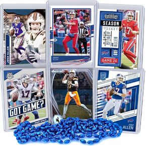 حزمة بطاقة Josh Allen لكرة القدم ، مجموعة من 6 فواتير بافالو وايومنغ كاوبويز Mint بطاقات كرة القدم مجموعة هدية من لاعب الوسط MVP جوش ألين ، وبطاقات التداول المحمية بواسطة الأكمام و Toploader