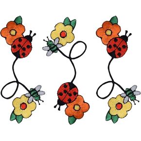 Ladybug and Bee with Daisy Flowers, Embroidered, Iron on Patch (1)