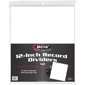 BCW Tall Dividers for 12 in Records - White | 25 Pack | Premium Quality Vinyl Storage