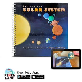 Pixelland Solar System Book for Kids - وهو حقيقة معززة لعلماء الفلك الشباب + تطبيق الواقع المعزز مع Sound in En ، AR - Adteractive Learning Adventure للأطفال 6 سنوات وما فوق