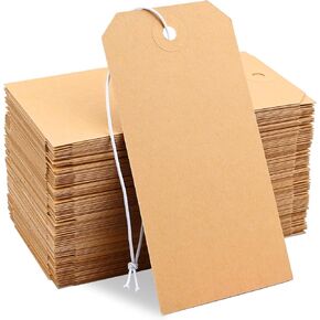 100 Pack White Shipping Tags with Elastic String Blank Labeling Tags with Strings Attached, 4 3/4" x 2 3/8"