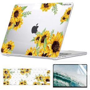 Case Compatible with MacBook Air 13 inch with Touch ID 2021 2020 2019 2018 Release A2337 M1 A2179 A1932, Transparent Shining Plastic Hard Shell Cases & Keyboard Cover & Screen Protector