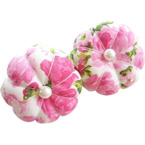 cushystore 2x الأزهار الصغيرة دبوس إبرة دبوس وسادة pincusion pincusion مع حزام مرن قابل للتعديل لجميع أحجام المعصم (الوردي + الوردي) ، 2.75'l x 2.75'w x 1.25'd