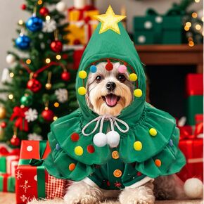BABORUI Christmas Tree Dog Costume - Small Dog & Cat Christmas Tree Outfit, Pet Cosplay Costume for Parties