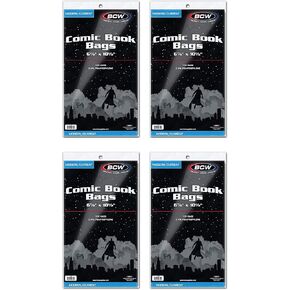 BCW Current/Modern Comic Bags - 300 ct | Acid-Free Modern Comic Bags for Current Issues | Exterior 6 7/8 x 10 1/2 inches | Crystal Clear Protection for Your Comic Collection
