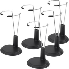 5pcs Doll Stand Display Holder, Stand Action Figure Display Rack, Doll Bracket Support Portable for Decoration Home Store Market (Black)