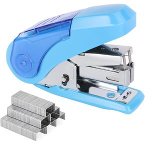 Eagle Reduced Effort Mini Stapler, Maximum 20 Sheets Capacity, with 1000 Staples, 50% Less Effort, Built-in Staple Remover and Staples Storage (Blue)