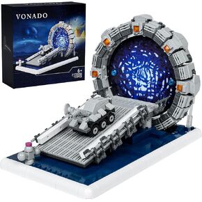 Stargateals Mirror Building Blocks Toy, SG Star Tunnel Ring Model with Battle Vehicle, Compatible with Lego Space Gate Sci-Fi Movie Replica, Gifts for Sci-Fi Movie Lovers, Boys and Girls 6+ (722Pcs)