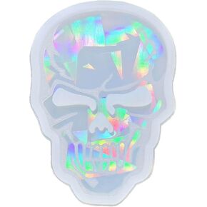 Holographic Skull Jewelry Casting Mold Skull Shaped Silicone Mold Holographic Resin Mold for DIY Necklace Keychains Earring Pendant, White