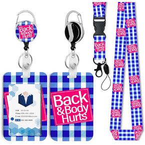 Back&Body Hurts Badge Holder with Retractable Reel and Breakaway Lanyard，Badge Clips Retractable Heavy Duty Badge Reel，Keychain，ID Holder with Breakaway Lanyard for School Nurse Office Teen