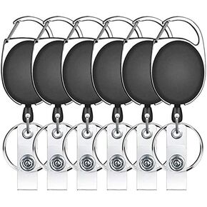 60 Pcs Badge Reels Retractable Bulk ID Badge Holders Retractable Lanyards with Carabiner Reel Clip for Keys, Retractable Card Holder Badge Reel Retractable Key Chains for Key Name Card Holder