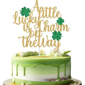 يوجد سحر محظوظ قليلاً على الطريق ، وزينة استحمام الطفل المحظوظة ، و ST Patrick's Baby Shower Consures Decorts ، و Gold Glitter