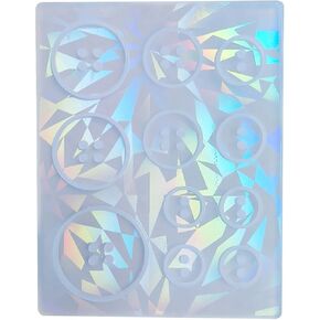 Resin Molds,Holographic Button Silicone Mold for Resin Molds Unique Buttons with Sparkling Effect Jewellery Making Molds DIY Craft, 8.9x7cm