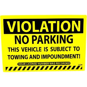 (25-Pack) Large Illegal Parking Violation Stickers – No Parking Warning Decals for Cars, Vehicle Illegally Parked Warning Stickers Fake Parking Ticket Labels, Hard to Remove