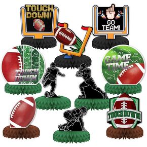 Football Theme Party Decorations,10 PCS KSKSPE Football Centerpieces for Tables Honeycomb Centerpieces 3D Football Theme Party Decor Supplies Boys Girls