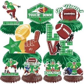 Rakuto Football Birthday Party Decorations - 9PCS Football Honeycomb Centerpieces Party Decorations Green Football Party Table Decorations Football Theme Party Baby Shower Decor Supplies Kids Boys