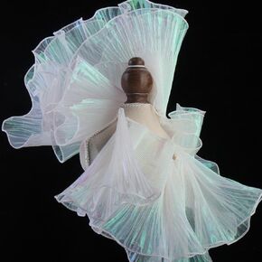5 Yards Ruffled Lace Trims,Pleated Lace Fabric Trim,Organza Ruffled Fabric 4.72 Inch Width for Dress Collars Sleeves Decoration Throw Pillow Decor DIY Sewing (Phantom Blue, 5 Yards)